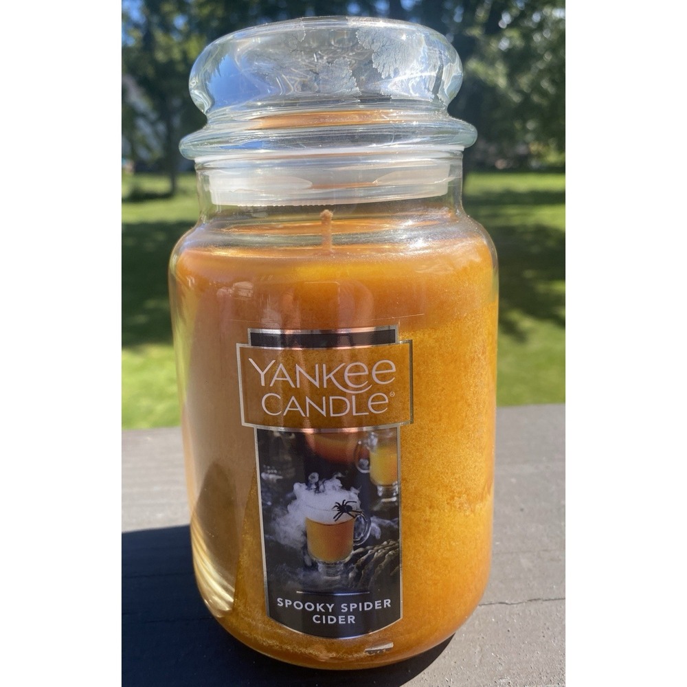 Yankee Candle Spooky Spider Cider 22oz Large Jar Halloween Fall Orange
